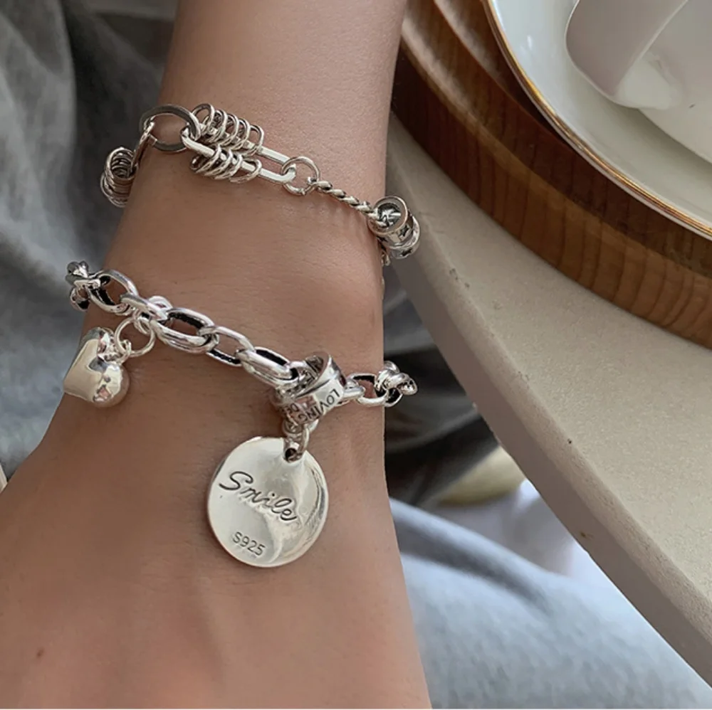 Sterling silver heart SMILE bracelet - Picture 6 of 7